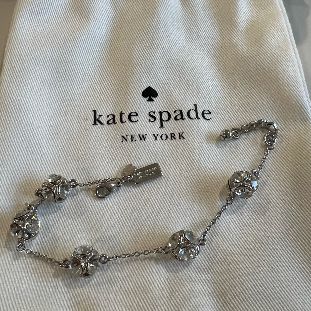 Kate Spade Silver, Clear Crystal Ball Cluster Lady Marmalade Chain Bracelet
